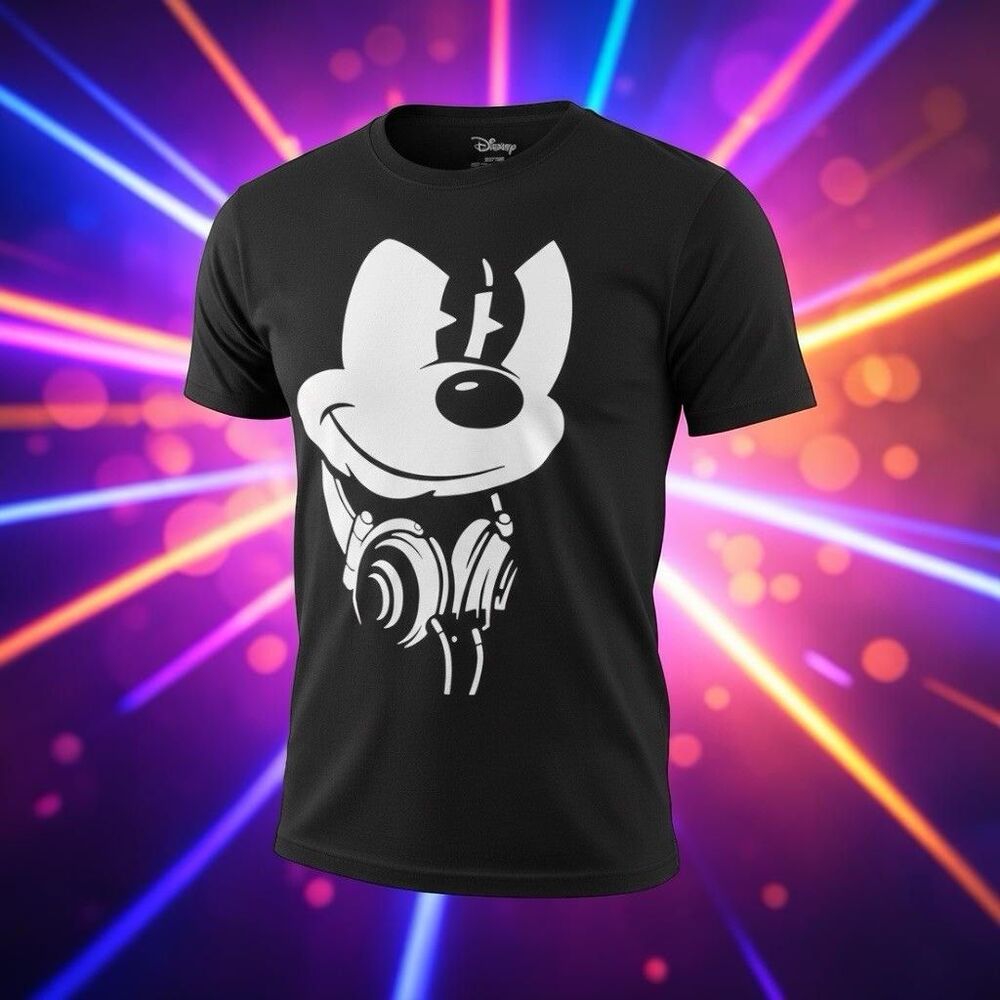 Disney Mickey Mouse DJ T-Shirt Black Size Small Officially Licensed Graphic Tee